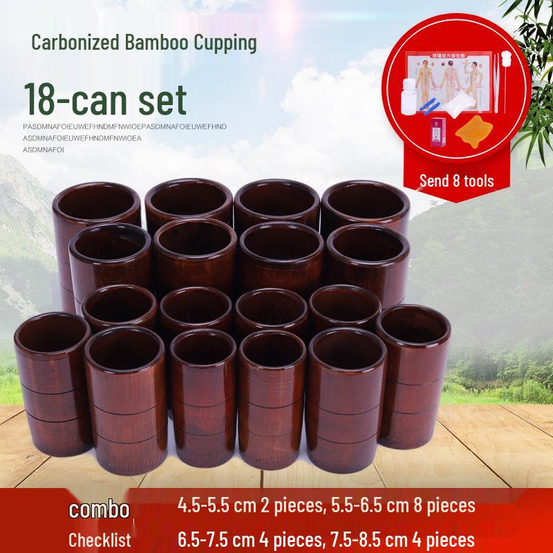 Bamboo Cupping Set: Carbonized Bamboo Charcoal Fire Cupping Jars & Tubes for Household Use