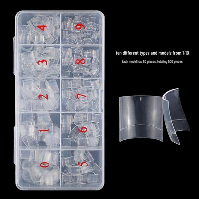 500-Piece Clear & Natural French Short False Nail Tips Set