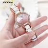 SINOBI Women Watches Rhinstone Rose Gold Dial White Strap Montres Femme Japanese Quartz Movement Luxury Clock Relogio Feminino