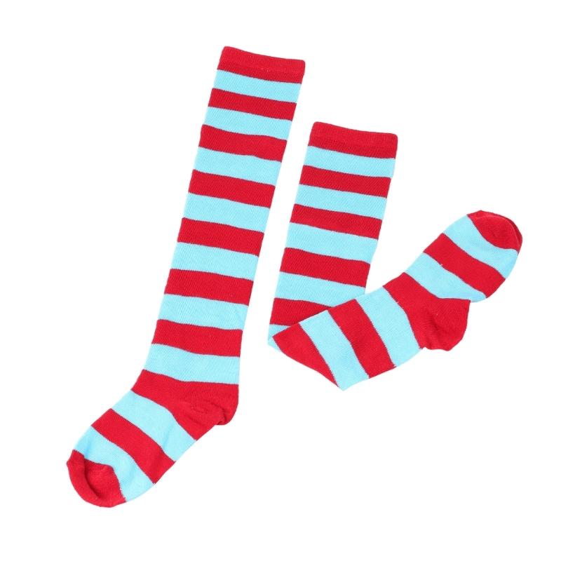 Womens Christmas Thigh High Socks All-matching Striped Stockings Comfortable Knitted Socks Knee High Socks Cosplay Socks