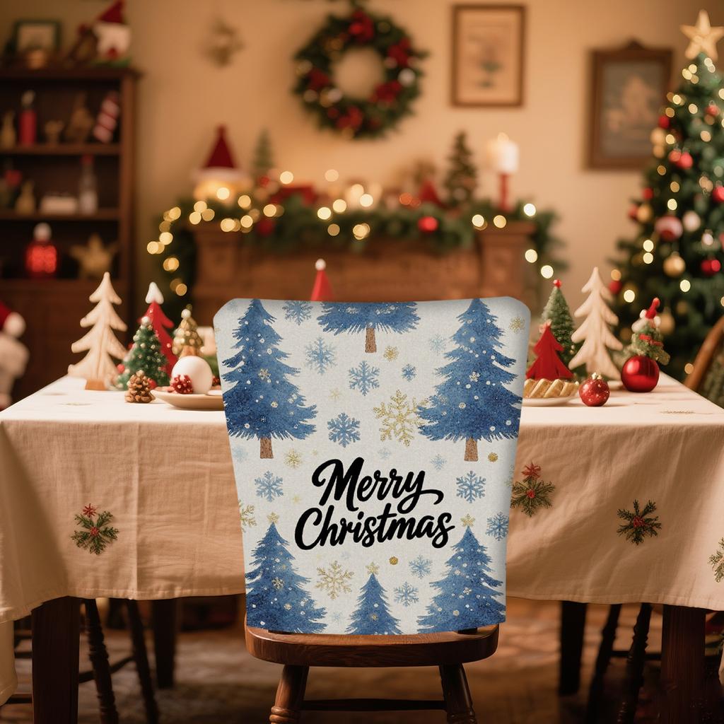 Christmas Printed Chair Cover, Available For Banquets, Family Dinners, Christmas Atmosphere, Home Decoration, Restaurant Christmas Decoration