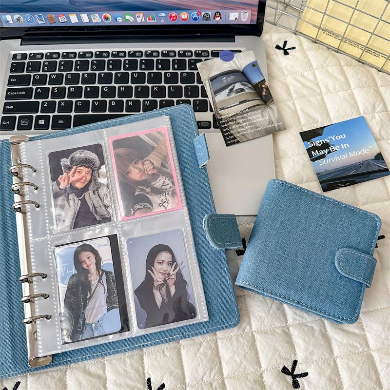 Korean Minimalist Denim Heart Photo Album A5 3-Hole Notebook Binder
