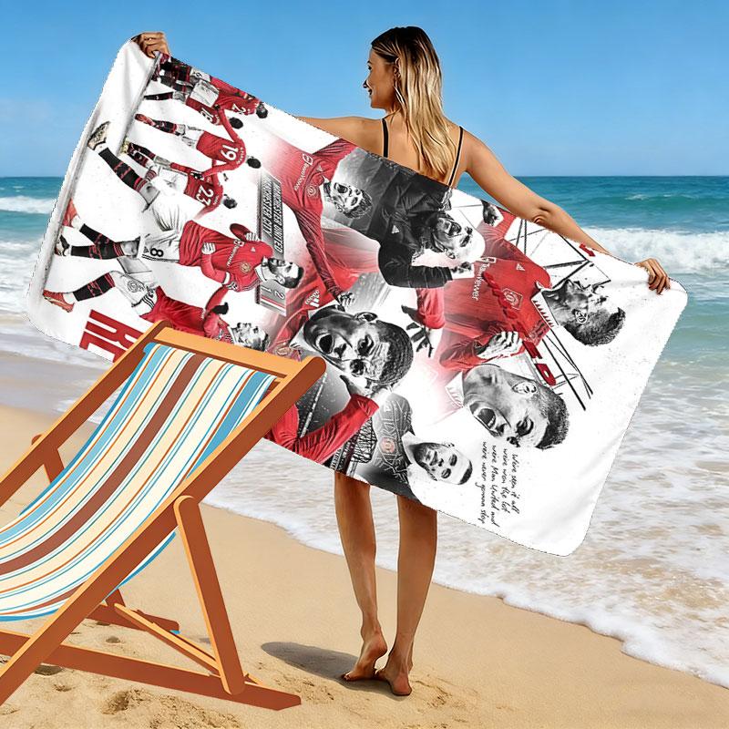 ManUtd Print Beach Towel, Large Soft Quick Dry Towel for Beach Camping Swimming