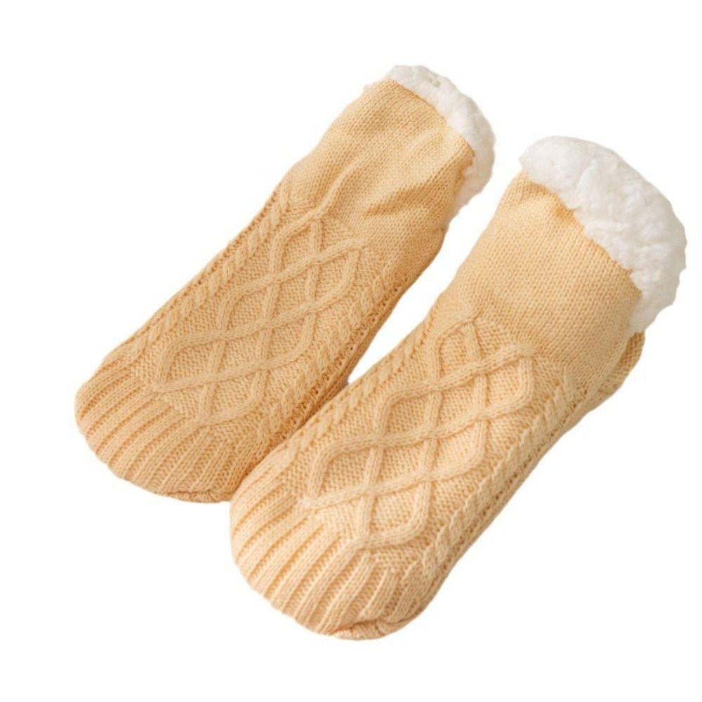 Grid Winter Floor Socks Silica Gel Sleeping Socks Cute Thicken Velvet Socks  Women