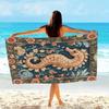 1 Stück Seepferdchen Strandtuch | Elegantes Marine-Blumenmuster, Beige/Türkis Muster, Geeignet für Pool, Strand, Spa, Reisen - Weicher Luxus