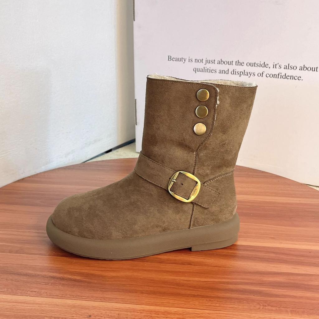 Fleece thickened warm flat-bottomed non-slip snow boots 2025 new women's winter popular women's Northeast cotton shoes