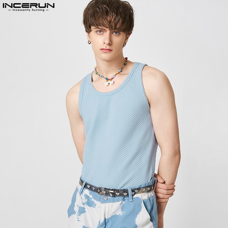 

INCERUN Летний мужской жилет без рукавов однотонные майки