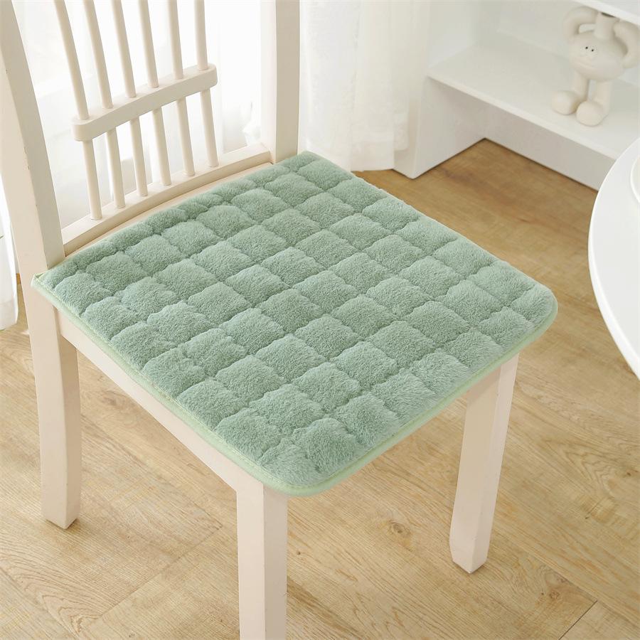 2PCS Winter Plush Meal Chair Cushion Chair Cushion Thickened Solid Color Chair Cushion Office Seat Cushion