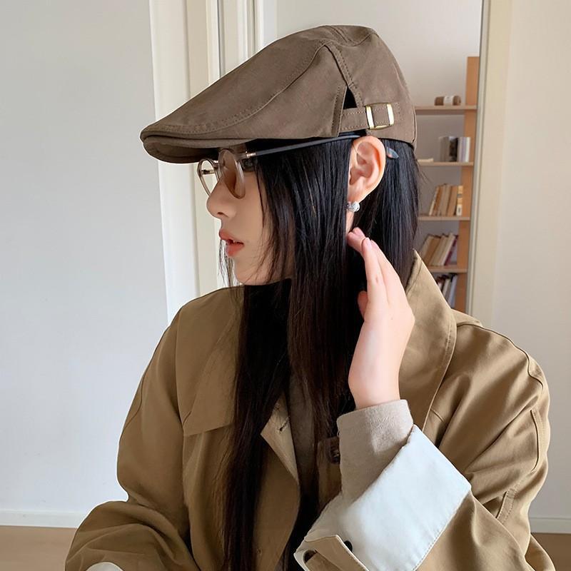 25 Early Autumn New British Retro High-quality Forward Hat Women's Solid Color Face Ducktongue Beret Tide
