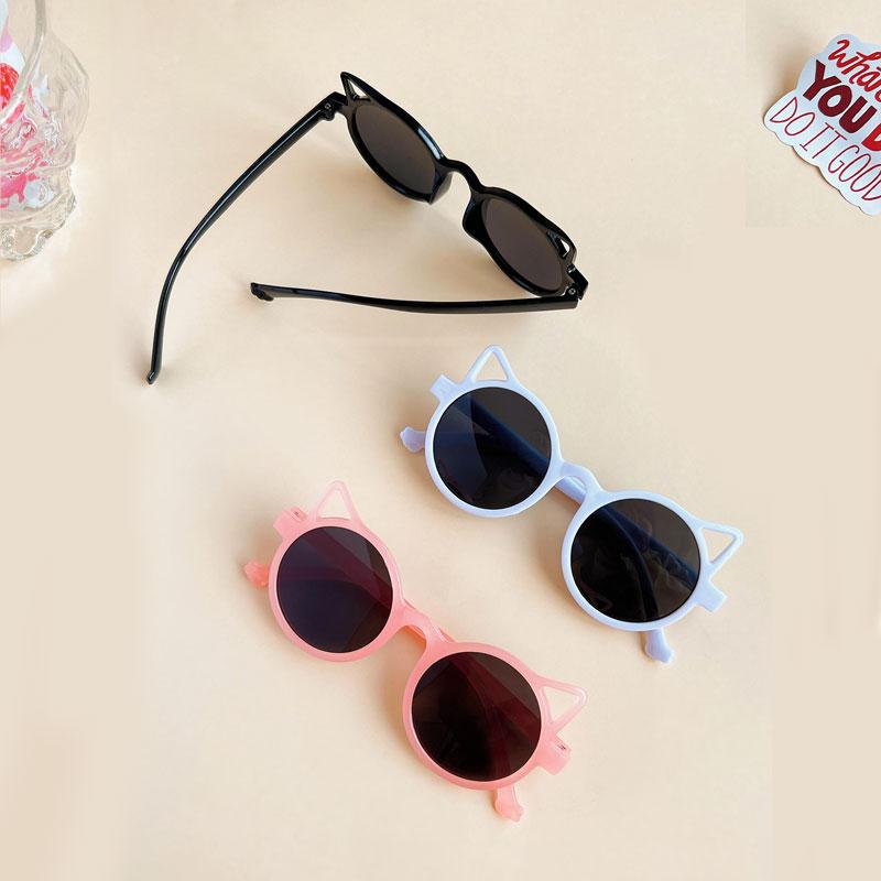 New Children Girls Cute Cat  Ears Sunglasses Outdoor Sun Protection Children Fashion Vintage Classic Sunglasses Protection Kids