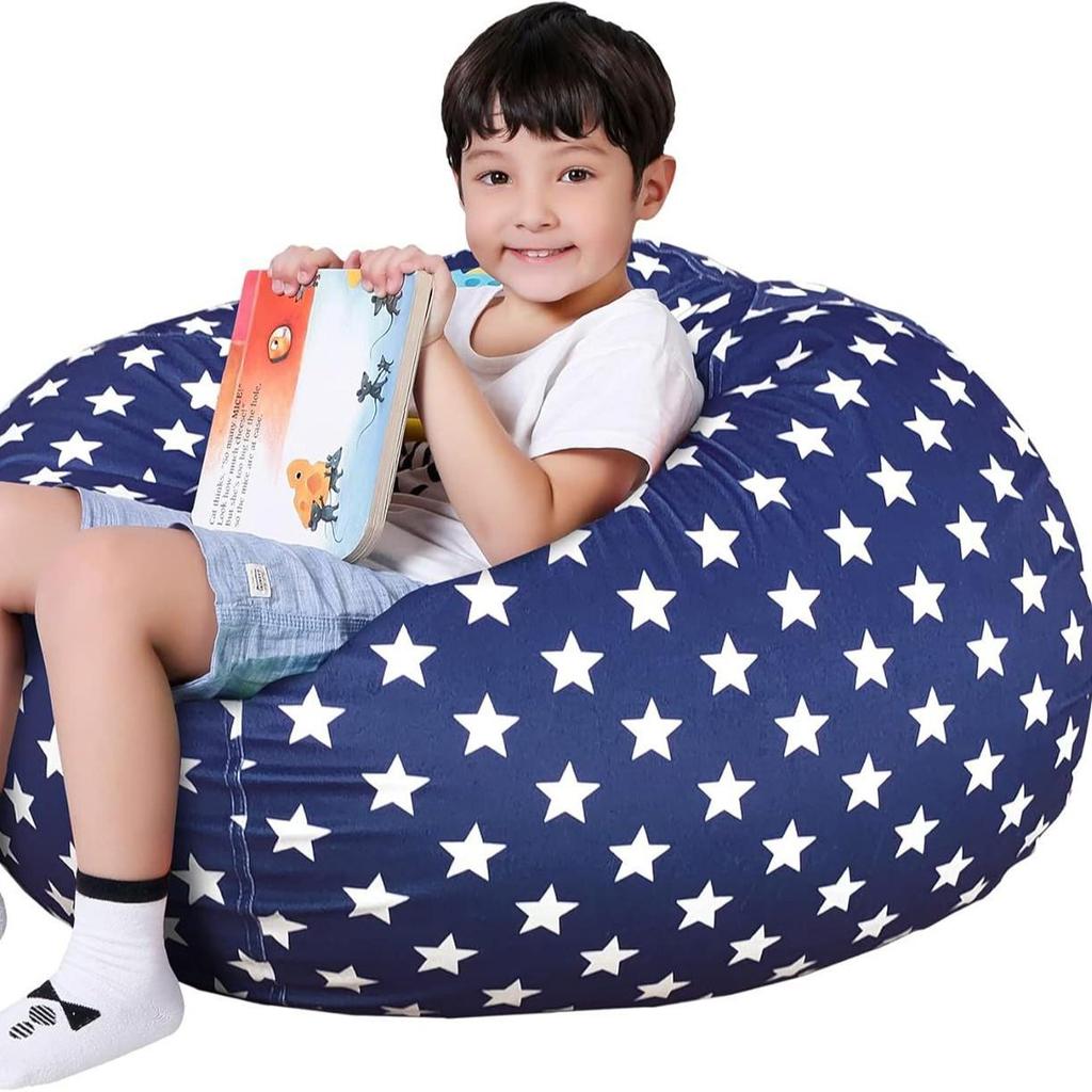 Großer Plüsch-Sitzsackbezug für Kinder & Spielzeug-Aufbewahrungstasche - Superweicher kurzer Plüsch