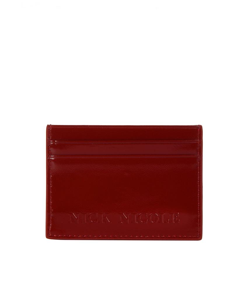 Nick&Nicole Embossed Leather Card Wallet_Red