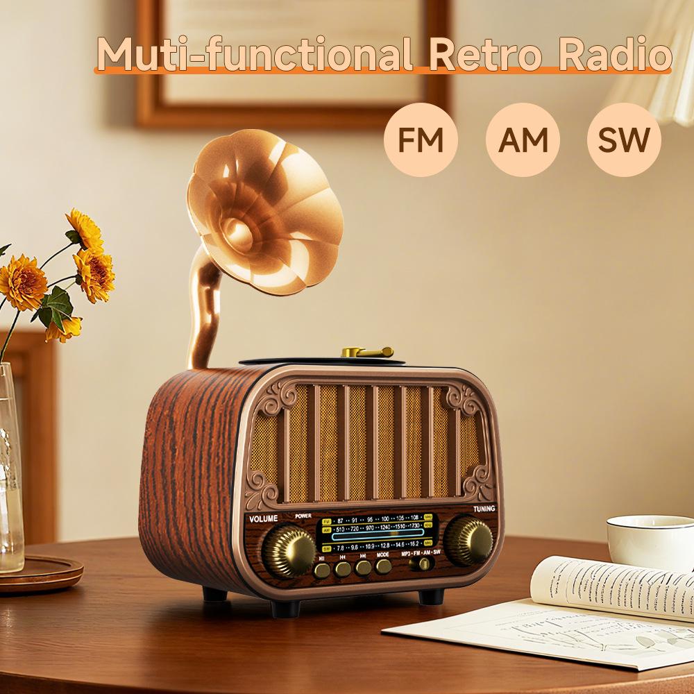 

Retro Multi-band Radio & Bluetooth Gramophone Speaker коричневий