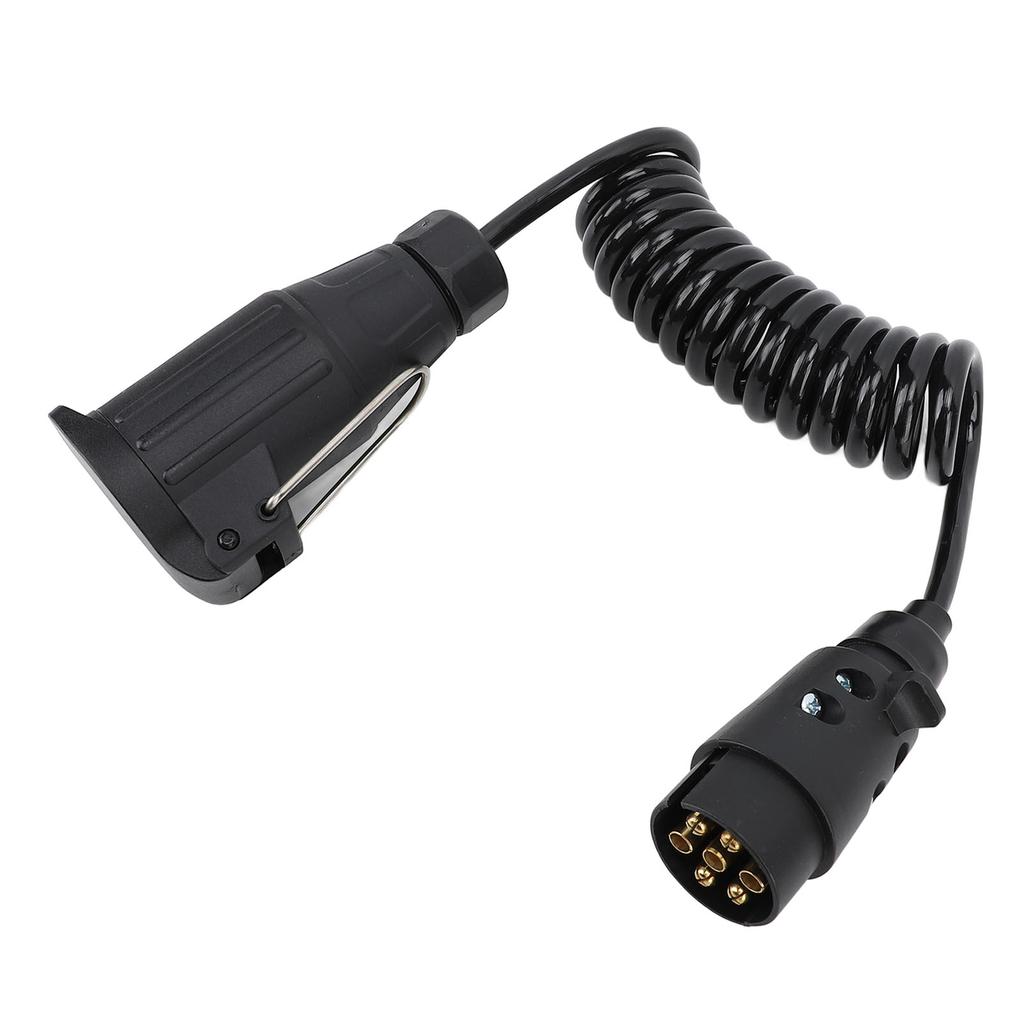 12V  7 Pin To 13 Pin Trailer Adapter 2m Length Coiled Trailer Socket Wiring Connector for RV Caravan Boat Black