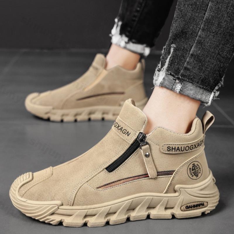 Autumn Men Short Boots 2025 Comfortable Anti Slip High Top Outdoor Running Shoes Platform Casual Sports Shoes Zapatillas