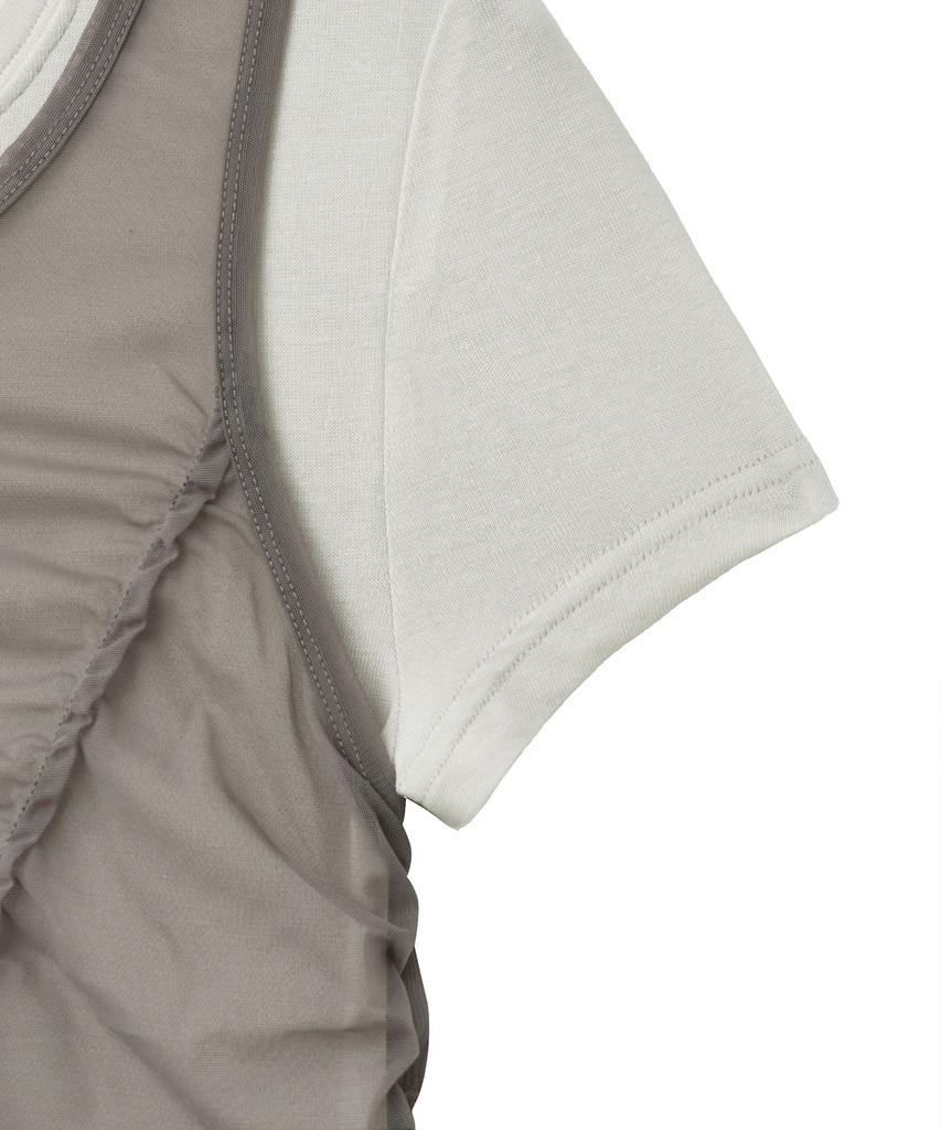 Lougeu Chiffon Layered Set T-Shirt_Gray