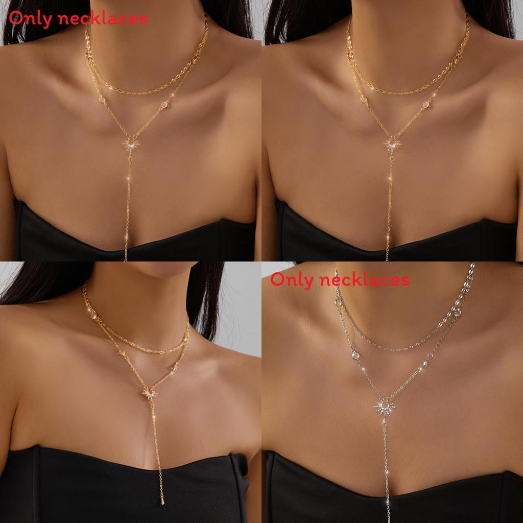Collier Y Étoilé Orné de Diamants avec Chaîne Perles pour Femmes et Hommes