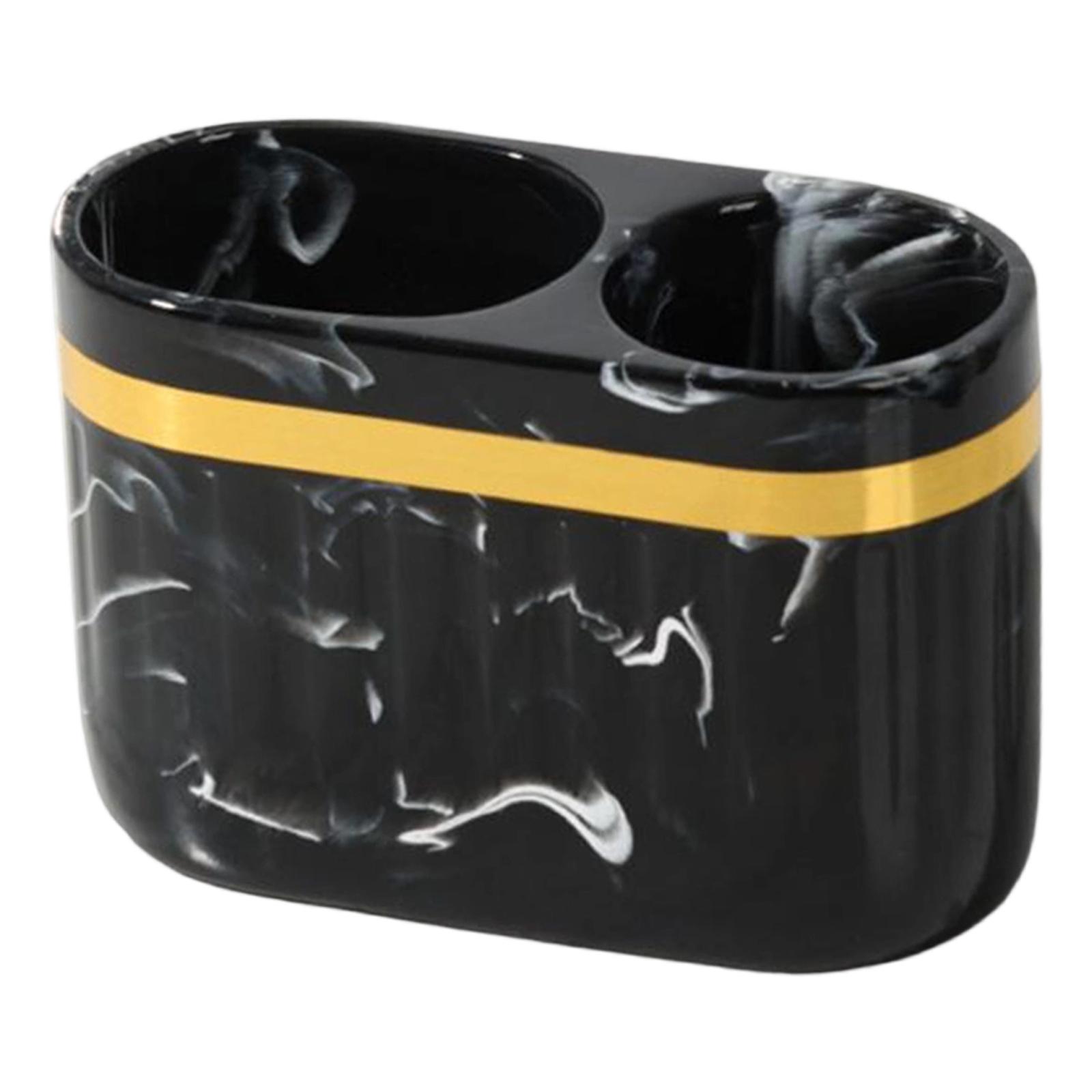 

Toothpaste Holder Resin 2 Slots Multifunctional Makeup Brushes Holder for Countertop Desks Toothbrush Bathroom Shower чорний