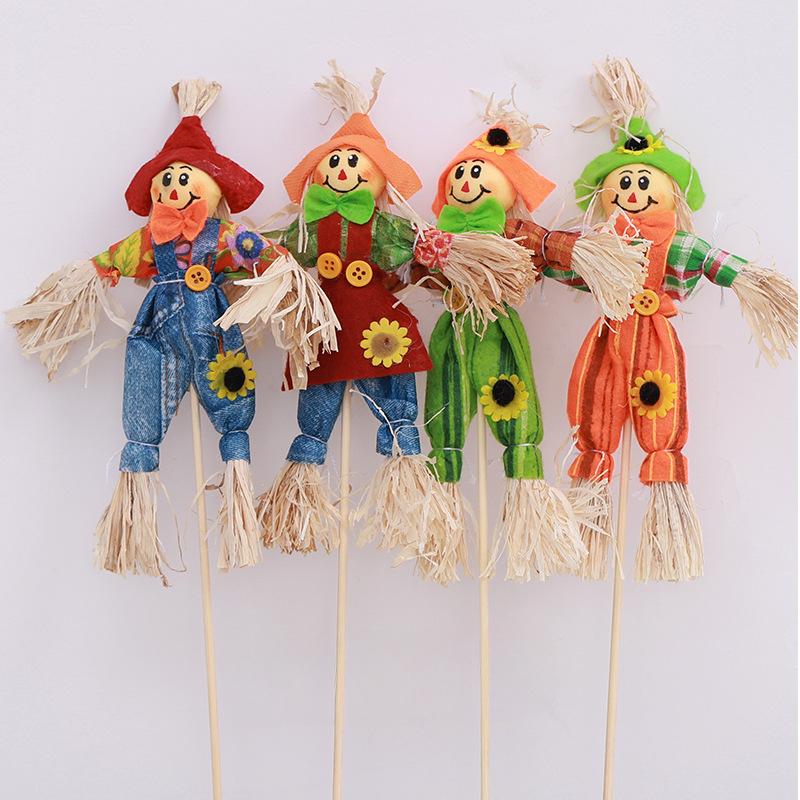 8PCS Standing Cute Countryside Scarecrow Ornament Halloween Decoration Bar KTV Scene Decoration Festival Atmosphere Decoration
