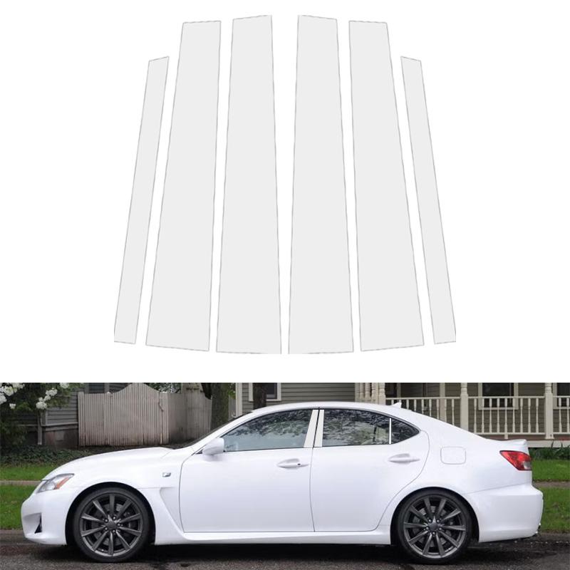 Window Pillar Posts Trim Fit For Lexus IS 2006-2013,Piano Black Mirror Effect Door Window Column Cover Decal Sticker, Car Styling Accessories
