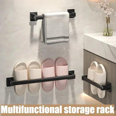 Non Perforated Suction Cup Wall Mounted Towel Rack, Bathroom Storage Rack, Bathroom Horizontal Bar Towel Rack