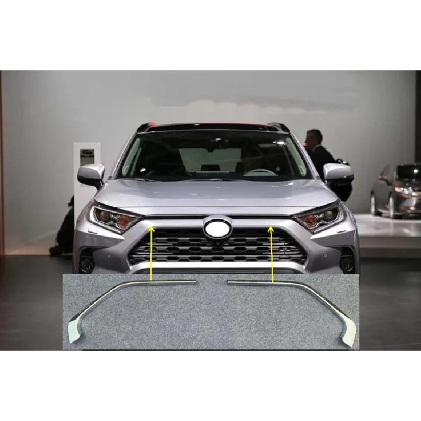 2pcs ABS Chromed Car Front Grill Grille Decorative Cover Trim Strips For Toyota RAV4 XA50     Car Styling Decals