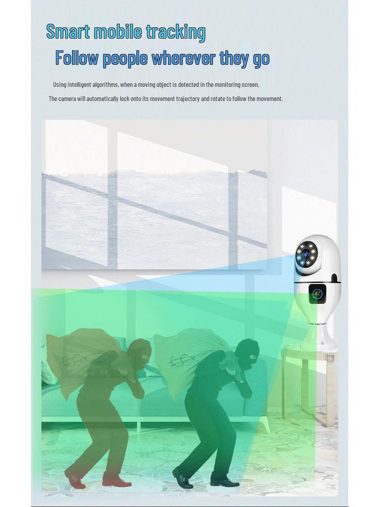 V380 AI Intelligent Dual-Screen Camera with 360° Rotation and Full-Color HD WiFi Monitoring