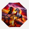 Sunset,Horses Automatic Folding Umbrella Compact 8 rib Design,Unique Style,Suitable for Everyday Outdoor Use,Perfect Gift for Friends