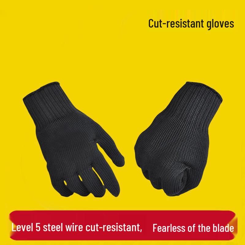 

Steel Wire Level 5 Cut-Resistant, Wear-Resistant, Anti-Slip, Breathable Gloves for Woodworking, Welding, and Puncture Resistance. чорний