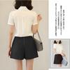 Frill Neck Ribbon Short Sleeve Shirt Blouse Dress Shirt Slim Dress Shirt Summer Spring Autumn Front Opening Neat Plain White Commuting Office Business