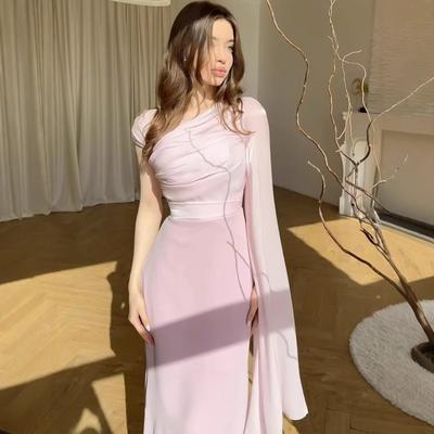 Luxury New Spring Long-sleeved Long Dress Silky Smooth Amazon Elegant Single Soft Slim Dress Women's Europe and America