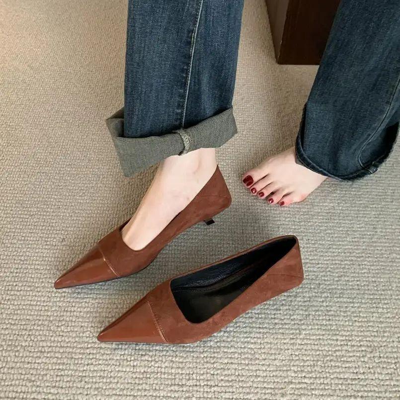 Fashion Bailamos 2025 Spring Pointed Toe Women Sexy Shallow Slip On Pumps Shoes Fashion Thin High Heel Ladies Elegant Dress Boat Shoes M