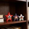Wooden Star Decor Set Rustic Twine Bow Layered Design Freestanding Tabletop Home Ornament for Living Room Office