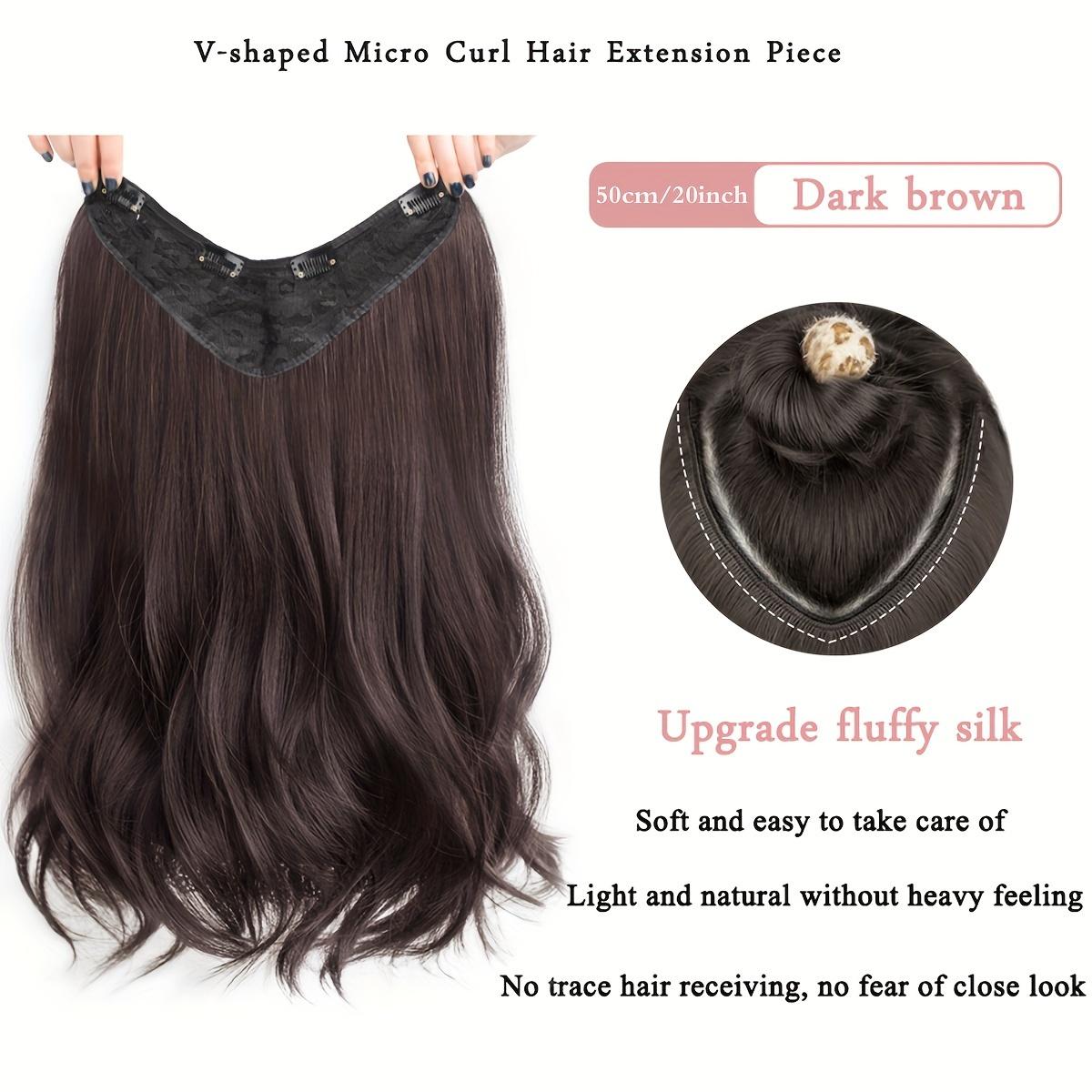 

Женские 20-дюймовые волнистые волосы на клипсе V-образной формы, мягкая, высококачественная, удобная сетка с надежными зажимами, подходят для всех — темно-коричневые.