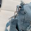 Gewaschene Denim-Umhängetasche mit mehreren Taschen und oberem Griff, verstellbarem Riemen, lässige Tragetasche für den täglichen Gebrauch