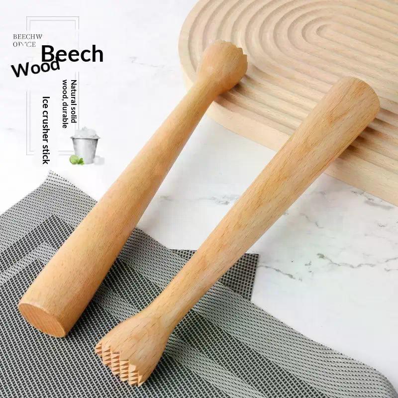 1Pcs Ice Muddler Wooden Pestle Beech Material Bar Kitchen Cocktail Tool Ice Muddler Sturdy Swizzle Sticks