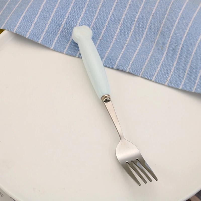 Ins Cartoon Bear Dragon Spoon Fork Chopsticks Cutlery Set for Children Kids School Cute Portable Stainless Steel Tableware