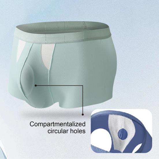 Boxer Underwear Men High Elastic Breathable Holes 3D Cutting Shorts Briefs Solid Color 3D U-Convex Panties Daily Wear