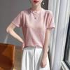 Új nyári stílus Jacquard Tencel kötött rövid ujjú női kerek nyakú kötött póló