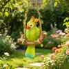 Bedroom Decoration Bird Resin Parrot Swing Figurine, Outdoor Hanging Animal Sculpture, Tropical Ornament Statue for Patio, Lawn, Garden, Balcony Decor