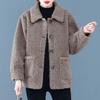 Women Jacket Lambskin Ladies Granular Fleece Cardigan Coat Autumn Winter Short Style for Middle-Aged Women