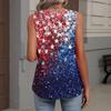 Women Sleeveless V Neck Tank Top with Independence Day Star Print Casual Summer Blouse Lightweight Loose Fit