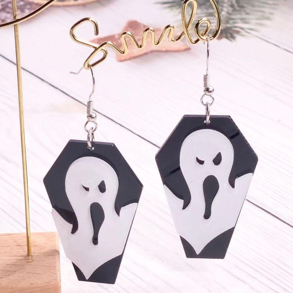 1 Pair UFO Halloween Earrings Acrylic Pumpkin Dangle Earrings Aesthetic Cute Ghost Ear Studs Unisex