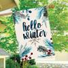 Vibrant Winter Wonderland Garden Flag , Double-Sided, Durable Polyester, Weather-Resistant, Blue Leaves & Red Fruit Design, Perfect for Outdoor Decor,