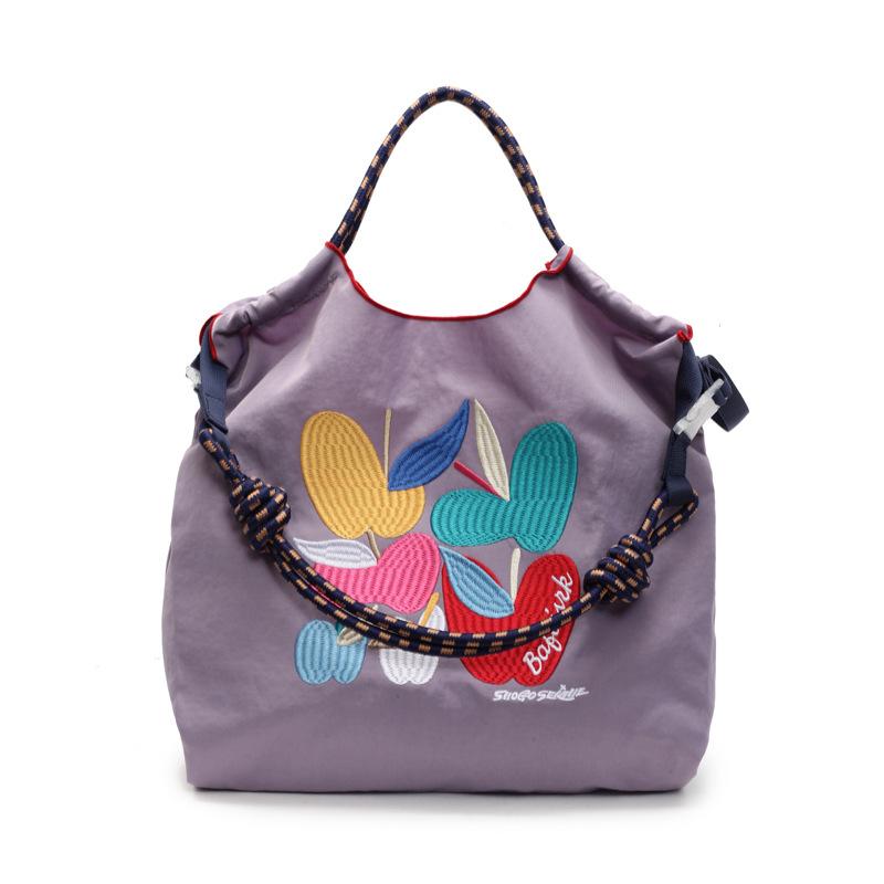 Xia Shangxin embroidered bag 2025 new Japanese cartoon shoulder shopping bag women's large-capacity versatile commuter bag