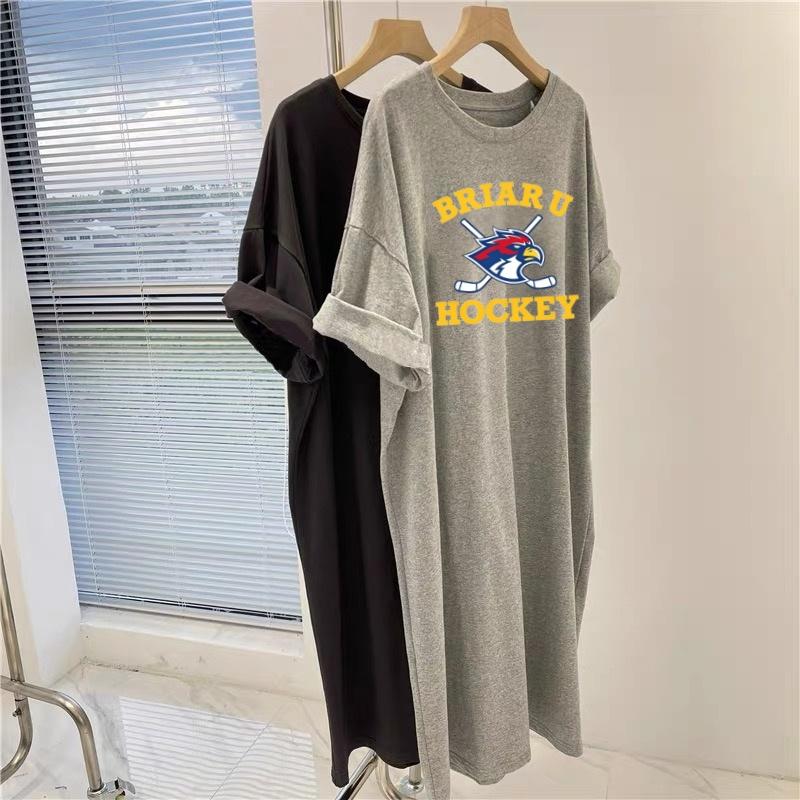 Abito Maglietta Tondo Collo Larga Taglia Larga Fuori dal Campus - Abito Lungo - Camicia da Notte da Donna Stile Rilassato Sopra il Ginocchio