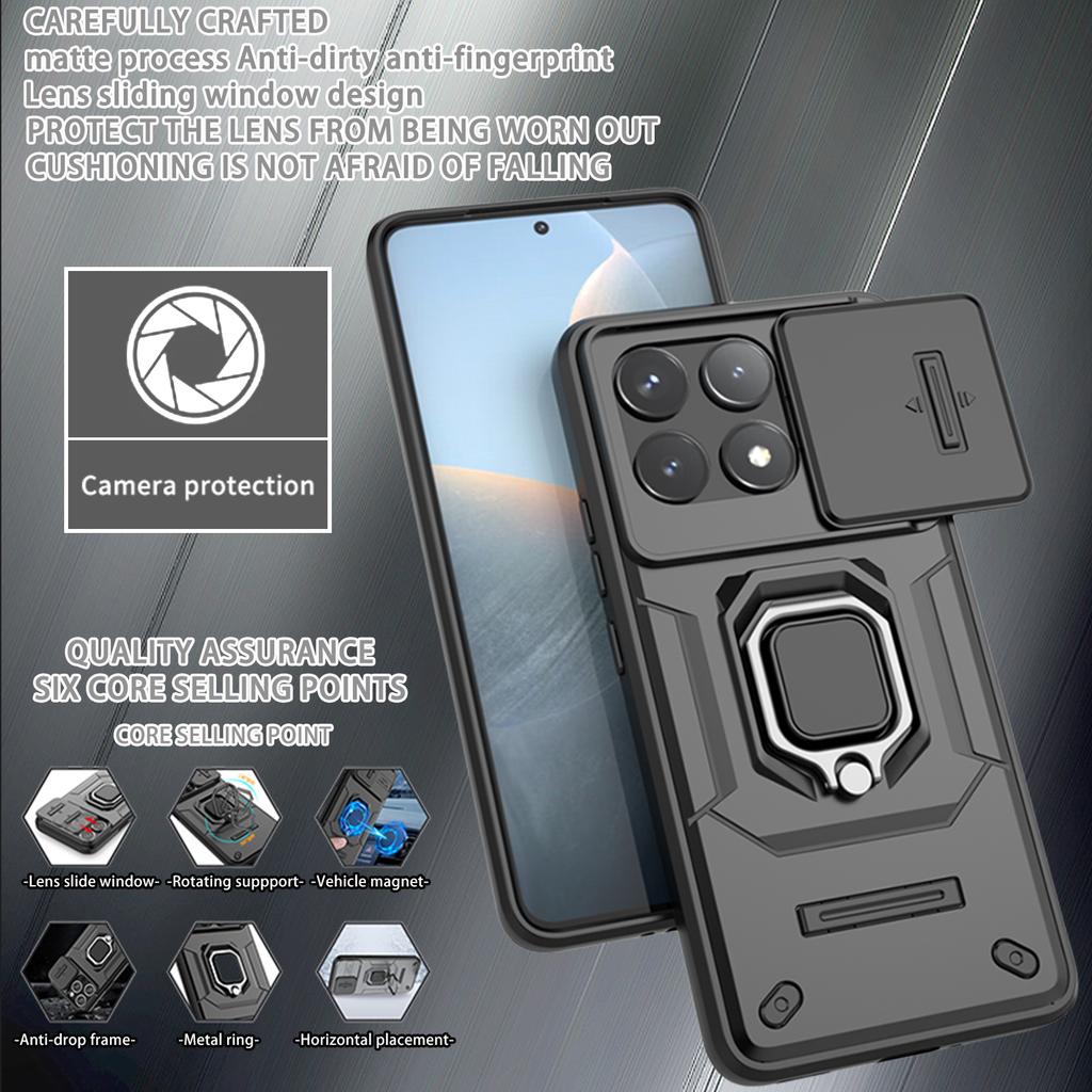 For Xiaomi Redmi K70 Pro Case Magnetic Ring Car Holder Phone Case For Xiaomi redmi K70 K70Pro K70E Slide Camera Armor Back Cover