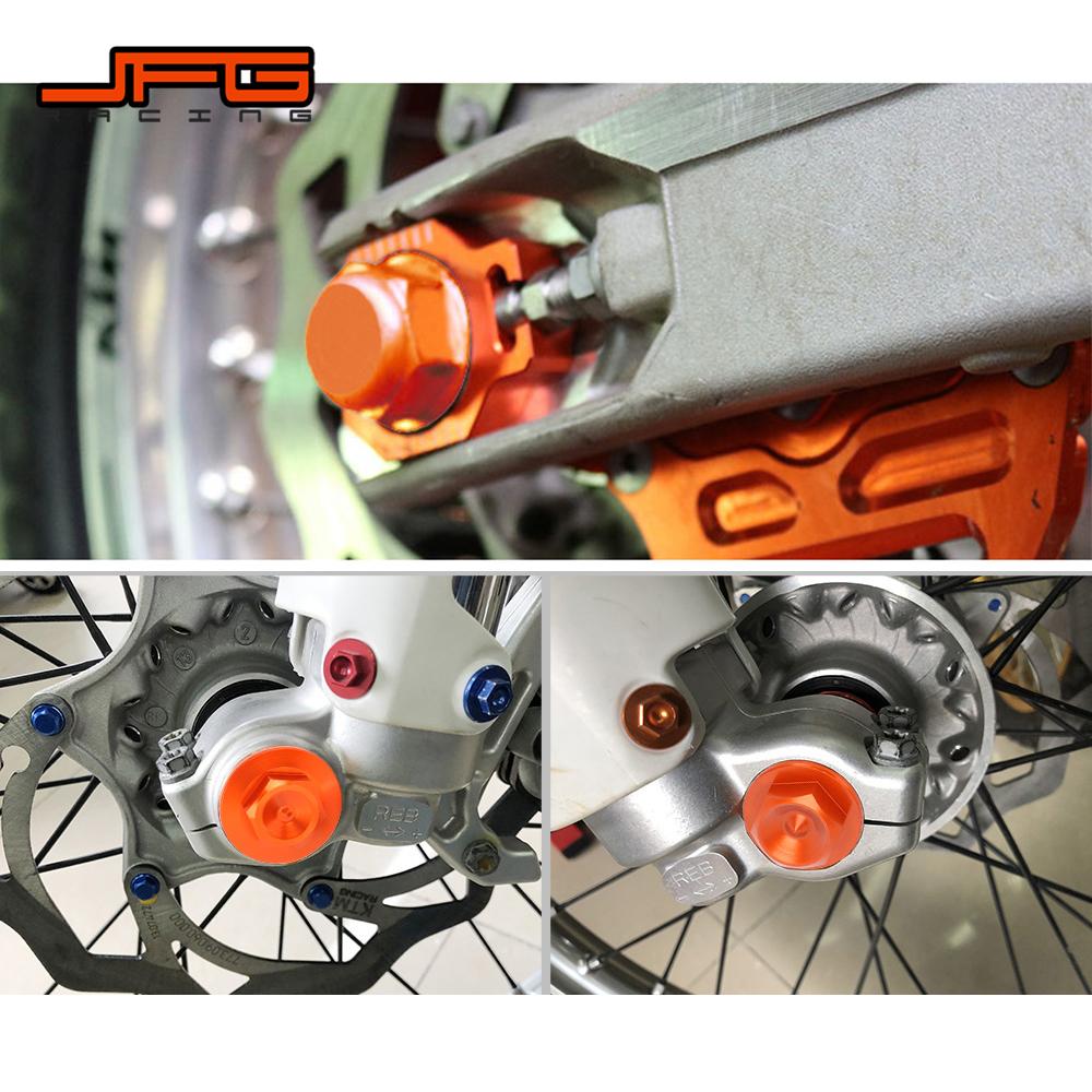 Motorcycle CNC Front Wheel Lock Nut Bolt Rear Chain Adjuster Axle Block Cover Aluminum For KTM SX SXF XC XCF EXC EXCF XCW 85-530