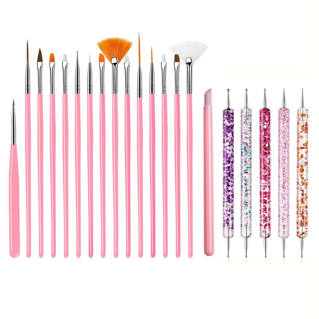 21 Manicure Brush Sets, A Full Set of Plastic Rods, Nail Art, Painted Carvings, Phototherapy, Blooming, Dots, Diamonds and String Pens