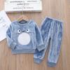 Småbarn Baby Gutter Klær Høst Vinter Barn Flanell Pyjamassett Tykk Varm Genser Tegneserie Søt bjørn Todelt Jentedress Joggedress